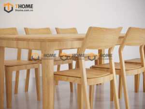 Bộ Bàn Ăn Lux Mặt Gỗ 6 Ghế (Nhiều Mẫu Ghế) Gỗ Sồi Tự Nhiên BBA6-28SN