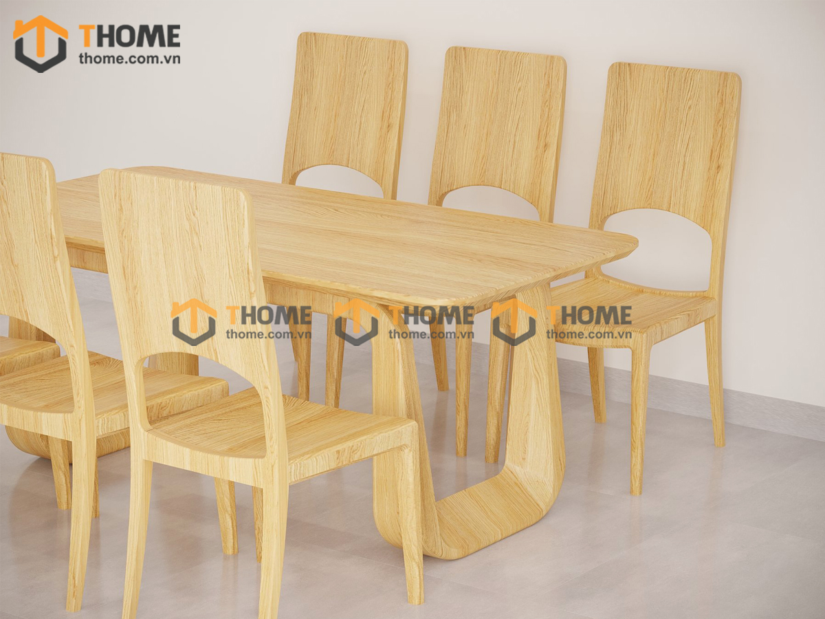 Bộ Bàn Ăn Luxury 6 Ghế (Nhiều Mẫu Ghế) Gỗ Sồi Tự Nhiên BBA6-32SN