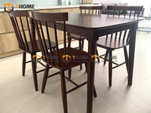 Bộ bàn ăn Mango 4 ghế (nhiều mẫu ghế) màu óc chó BBA4-02CS