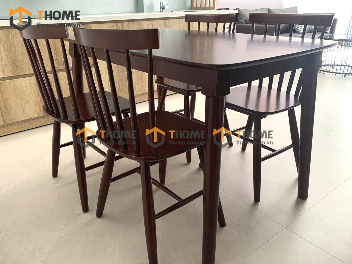 Bộ bàn ăn Mango 4 ghế (nhiều mẫu ghế) màu óc chó BBA4-02CS