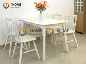 Bộ bàn ăn Mango 4 ghế (nhiều mẫu ghế) màu trắng BBA4-03CS
