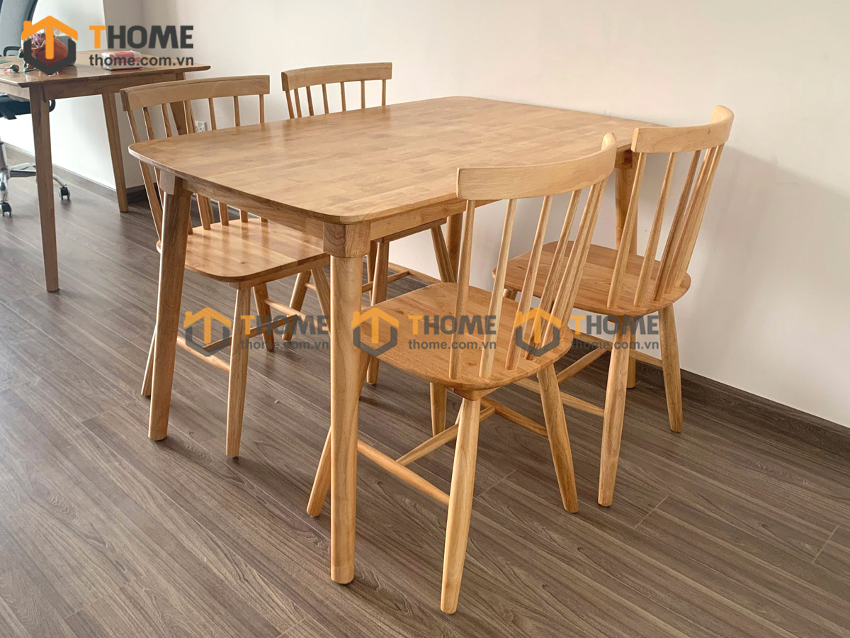 Bộ bàn ăn Mango 4 ghế (nhiều mẫu ghế) màu tự nhiên BBA4-01CS