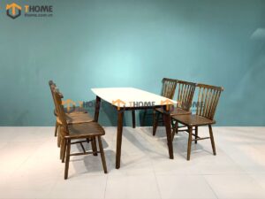 Bộ Bàn Ăn Mặt Đá Capri 6 Ghế (Nhiều Mẫu Ghế) Gỗ Sồi Tự Nhiên BBA6-06SN
