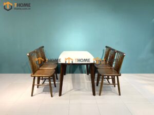 Bộ Bàn Ăn Mặt Đá Capri 6 Ghế (Nhiều Mẫu Ghế) Gỗ Sồi Tự Nhiên BBA6-06SN