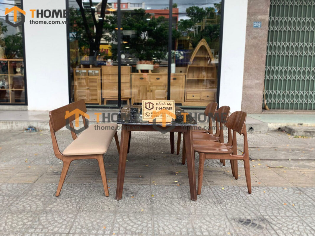 Bộ Bàn Ăn Mặt Đá Capri 6 Ghế (Nhiều Mẫu Ghế) Gỗ Sồi Tự Nhiên BBA6-06SN