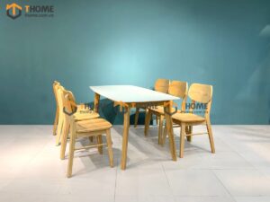Bộ Bàn Ăn Mặt Đá Capri 6 Ghế (Nhiều Mẫu Ghế) Gỗ Sồi Tự Nhiên BBA6-05SN