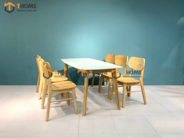 Bộ Bàn Ăn Mặt Đá Capri 6 Ghế (Nhiều Mẫu Ghế) Gỗ Sồi Tự Nhiên BBA6-05SN