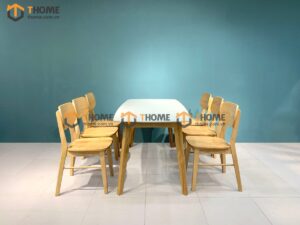 Bộ Bàn Ăn Mặt Đá Capri 6 Ghế (Nhiều Mẫu Ghế) Gỗ Sồi Tự Nhiên BBA6-05SN