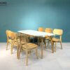 Bộ Bàn Ăn Mặt Đá Capri 6 Ghế (Nhiều Mẫu Ghế) Gỗ Sồi Tự Nhiên BBA6-05SN