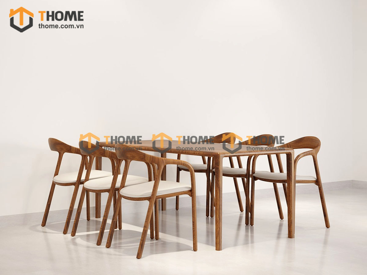 Bộ Bàn Ăn Neva 6 Ghế (Nhiều Mẫu Ghế) Gỗ Sồi Tự Nhiên BBA6-14SN
