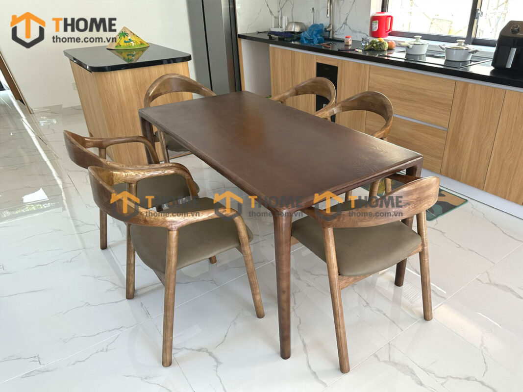 Bộ Bàn Ăn Neva 6 Ghế (Nhiều Mẫu Ghế) Gỗ Sồi Tự Nhiên BBA6-14SN