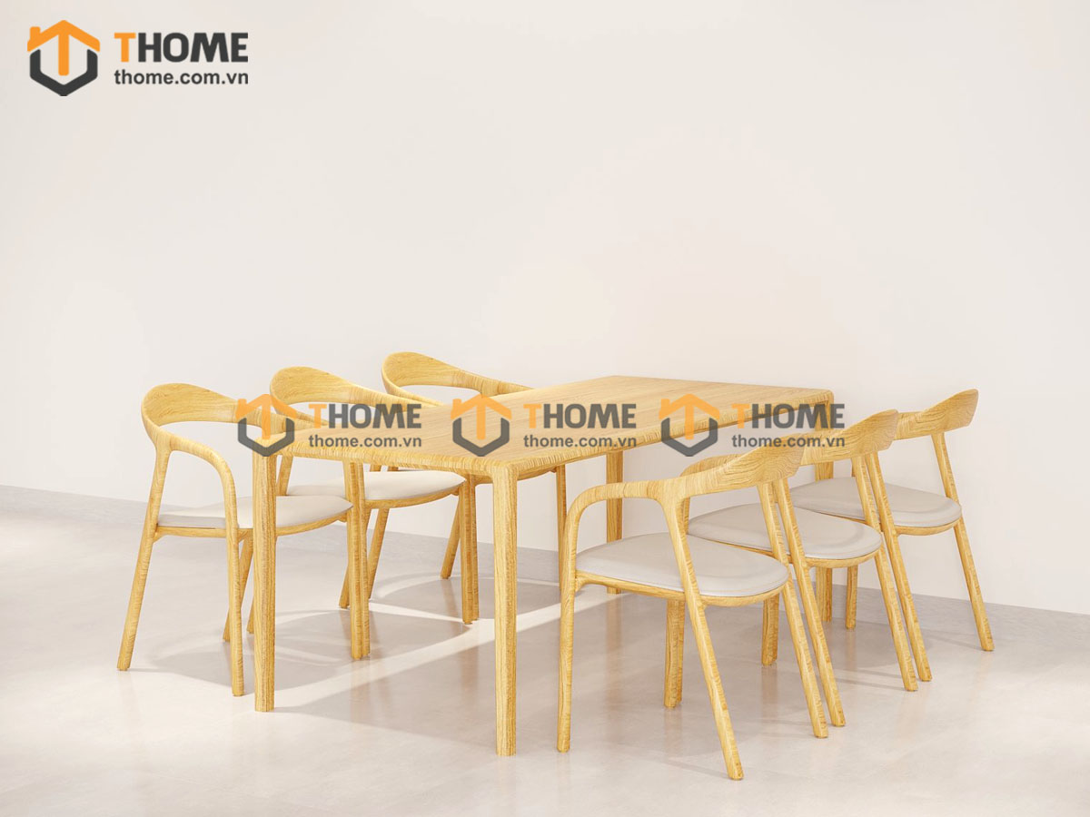 Bộ Bàn Ăn Neva 6 Ghế (Nhiều Mẫu Ghế) Gỗ Sồi Tự Nhiên BBA6-13SN