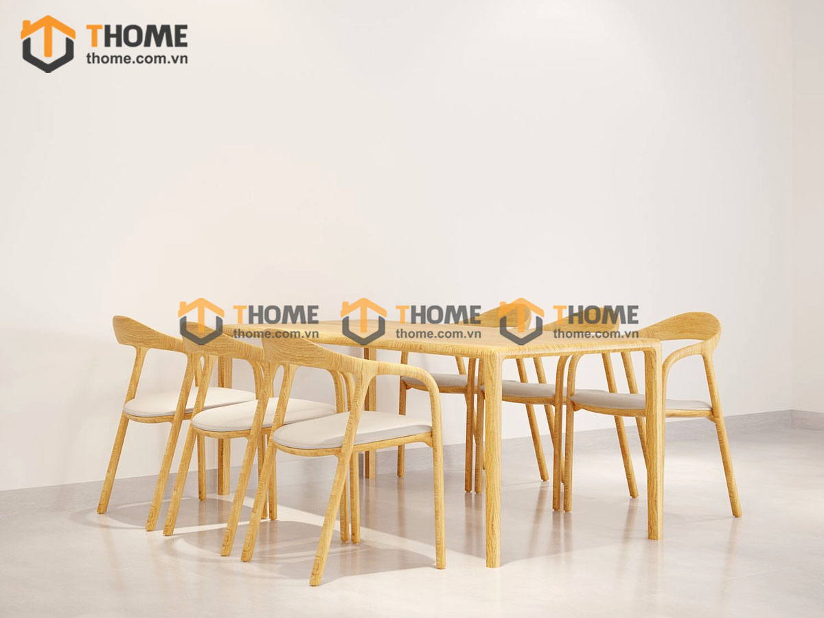 Bộ Bàn Ăn Neva 6 Ghế (Nhiều Mẫu Ghế) Gỗ Sồi Tự Nhiên BBA6-13SN