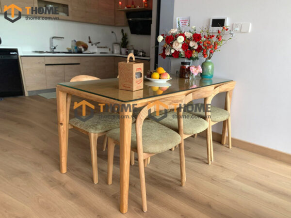 Bộ Bàn Ăn Neva 6 Ghế (Nhiều Mẫu Ghế) Gỗ Sồi Tự Nhiên BBA6-13SN