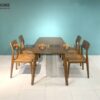Bộ Bàn Ăn Nikko 4 Ghế (Nhiều Mẫu Ghế) Gỗ Sồi Tự Nhiên BBA4-18SN
