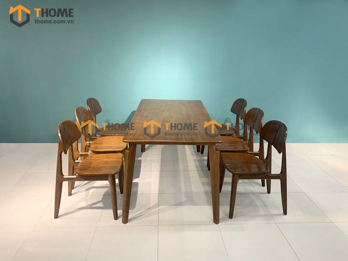 Bộ Bàn Ăn OP 6 Ghế (Nhiều Mẫu Ghế) Gỗ Sồi Tự Nhiên BBA6-12SN