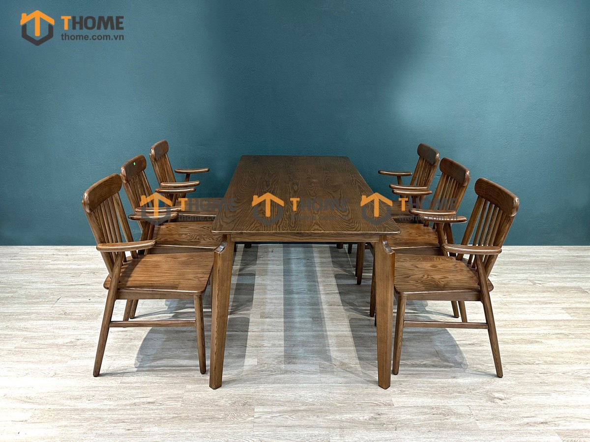 Bộ Bàn Ăn OP 6 Ghế (Nhiều Mẫu Ghế) Gỗ Sồi Tự Nhiên BBA6-12SN
