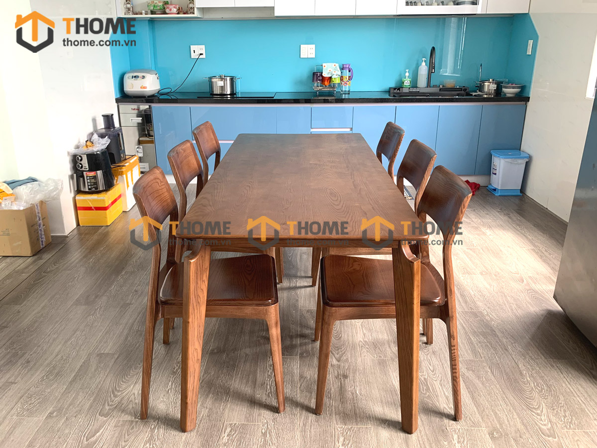 Bộ Bàn Ăn OP 6 Ghế (Nhiều Mẫu Ghế) Gỗ Sồi Tự Nhiên BBA6-12SN