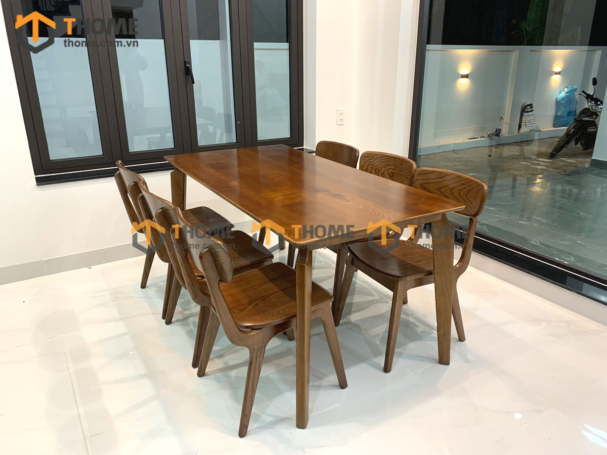 Bộ Bàn Ăn OP 6 Ghế (Nhiều Mẫu Ghế) Gỗ Sồi Tự Nhiên BBA6-12SN
