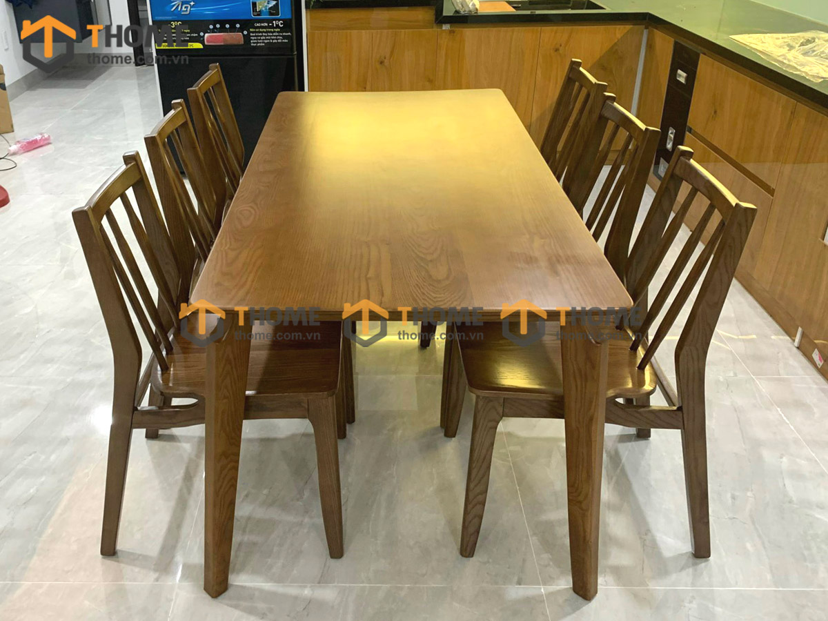 Bộ Bàn Ăn OP 6 Ghế (Nhiều Mẫu Ghế) Gỗ Sồi Tự Nhiên BBA6-12SN