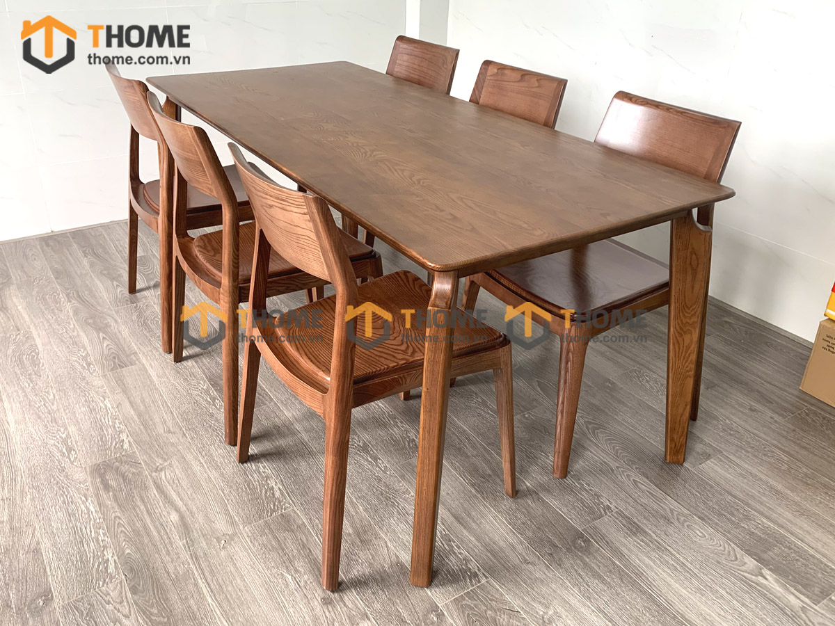 Bộ Bàn Ăn OP 6 Ghế (Nhiều Mẫu Ghế) Gỗ Sồi Tự Nhiên BBA6-12SN