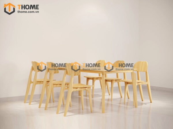Bộ Bàn Ăn OP 6 Ghế (Nhiều Mẫu Ghế) Gỗ Sồi Tự Nhiên BBA6-11SN