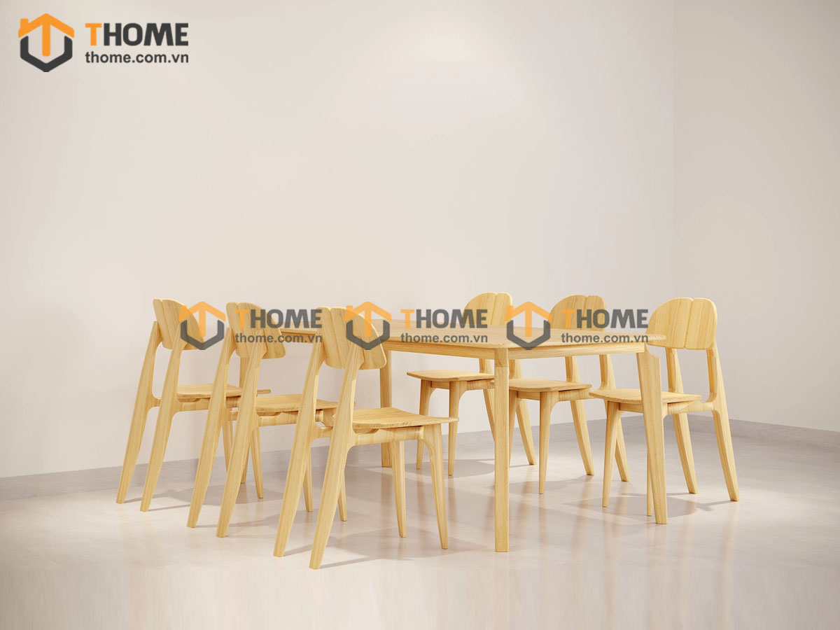 Bộ Bàn Ăn OP 6 Ghế (Nhiều Mẫu Ghế) Gỗ Sồi Tự Nhiên BBA6-11SN