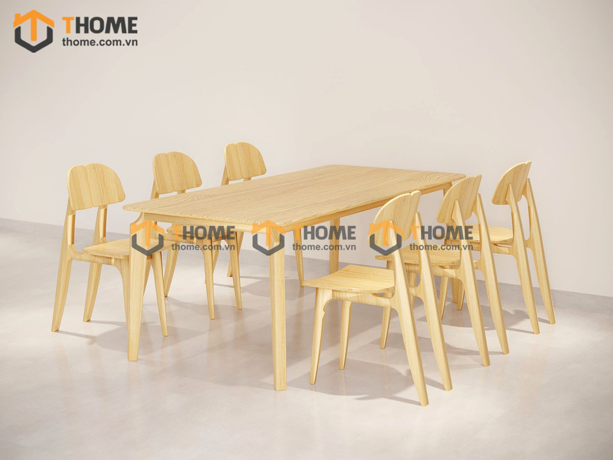 Bộ Bàn Ăn OP 6 Ghế (Nhiều Mẫu Ghế) Gỗ Sồi Tự Nhiên BBA6-11SN