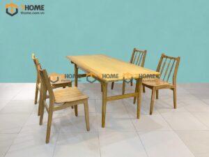 Bộ Bàn Ăn Titan 4 Ghế (Nhiều Mẫu Ghế) Gỗ Sồi Tự Nhiên BBA4-15SN
