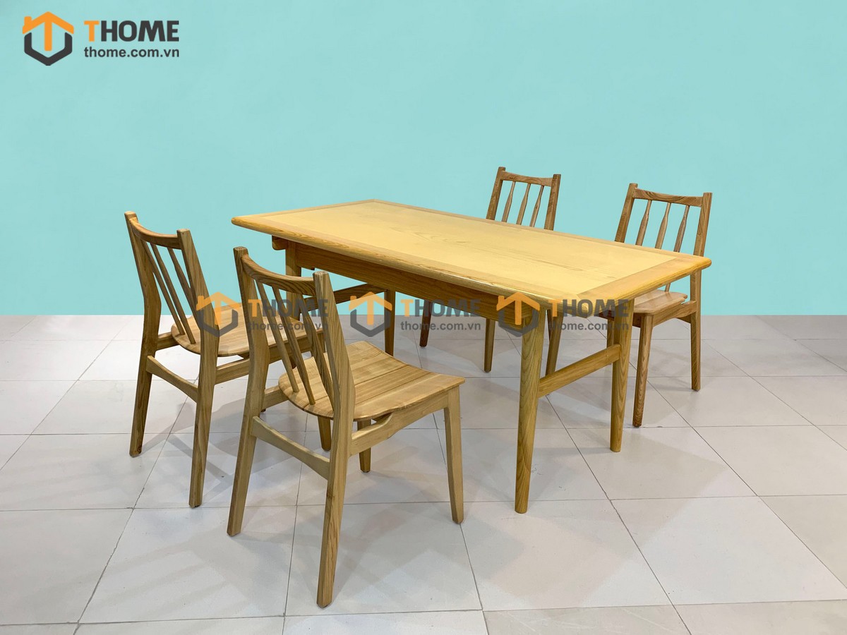 Bộ Bàn Ăn Titan 4 Ghế (Nhiều Mẫu Ghế) Gỗ Sồi Tự Nhiên BBA4-15SN