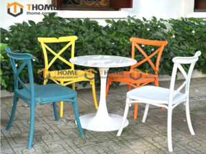 Bàn Ghế Cafe Nhựa Nhập Khẩu Kiểu 01 BGCF-01NHUA