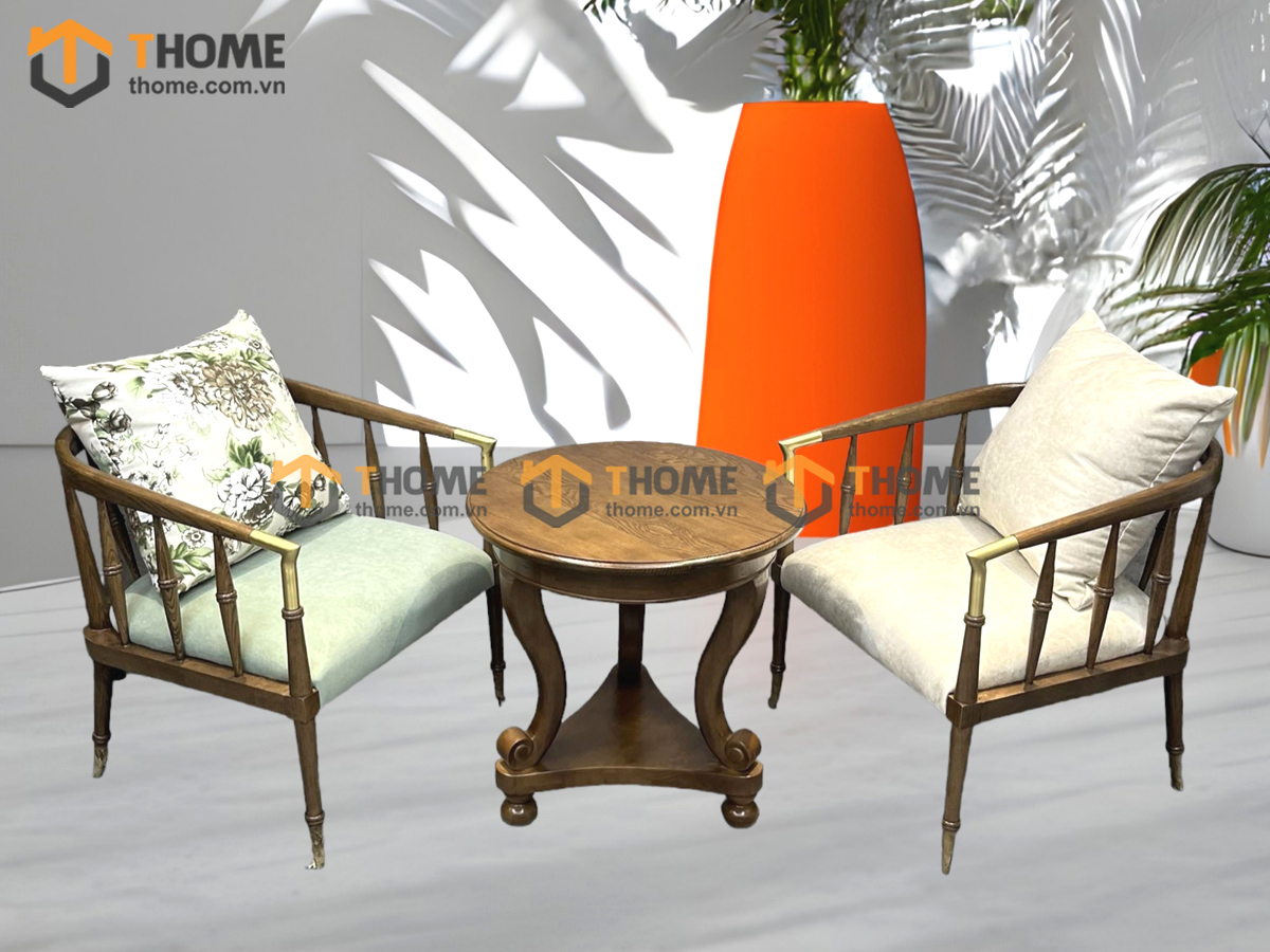 Bàn Ghế Cafe Sofa Beauty Gỗ Sồi Tự Nhiên BGCF-12SOFA