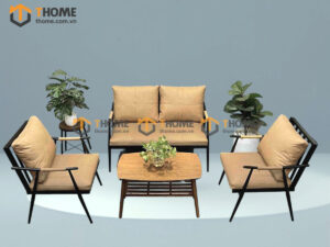 Bàn Ghế Cafe Sofa Chân Tiện Sắt Không Gỉ BGCF-14SOFA
