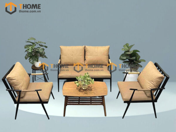 Bàn Ghế Cafe Sofa Chân Tiện Sắt Không Gỉ BGCF-14SOFA