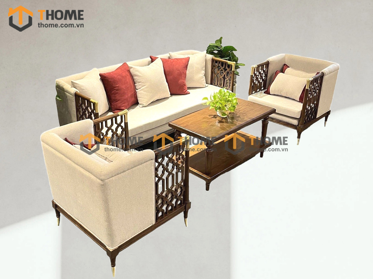 Bàn Ghế Cafe Sofa Chawoo Gỗ Sồi Tự Nhiên BGCF-10SOFA