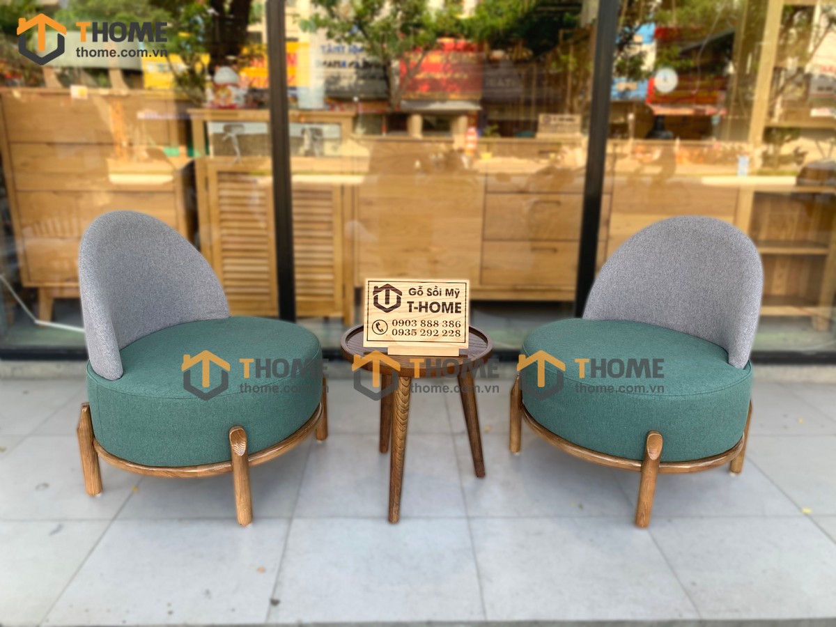 Bàn Ghế Cafe Sofa Cogo Gỗ Sồi Tự Nhiên BGCF-03SOFA