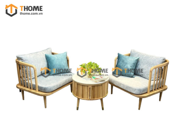 Bàn Ghế Cafe Sofa Tay Z Gỗ Sồi Tự Nhiên BGCF-05SOFA