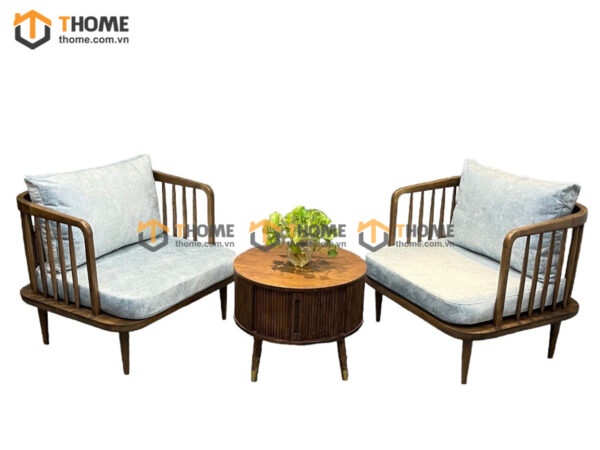 Bàn Ghế Cafe Sofa Tay Z Gỗ Sồi Tự Nhiên BGCF-05SOFA