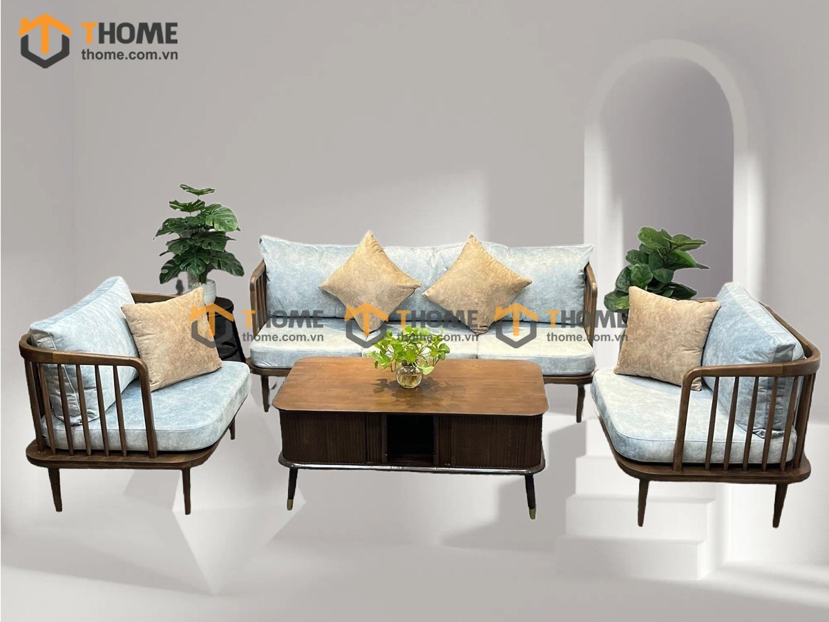 Bàn Ghế Cafe Sofa Tay Z Gỗ Sồi Tự Nhiên BGCF-05SOFA