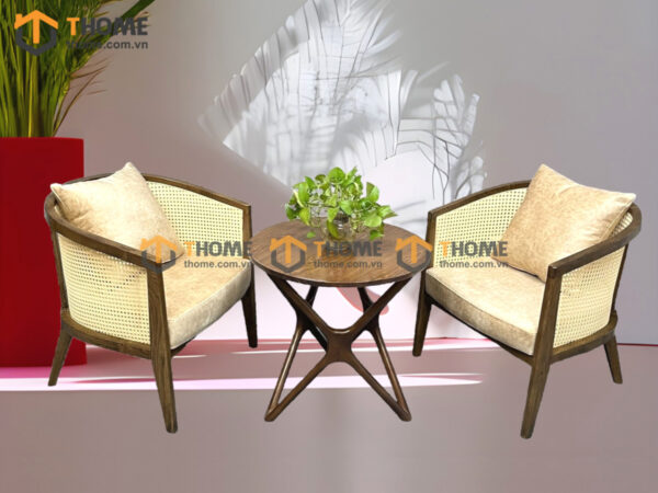 Bàn Ghế Cafe Sofa Harvey Gỗ Sồi Tự Nhiên BGCF-09SOFA