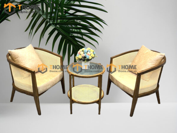 Bàn Ghế Cafe Sofa Harvey Gỗ Sồi Tự Nhiên BGCF-09SOFA