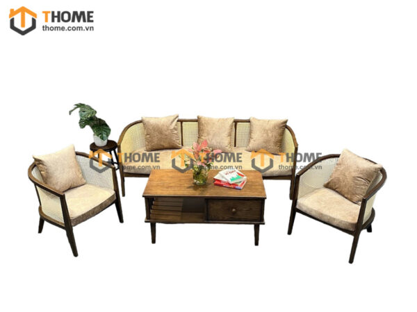 Bàn Ghế Cafe Sofa Harvey Gỗ Sồi Tự Nhiên BGCF-09SOFA