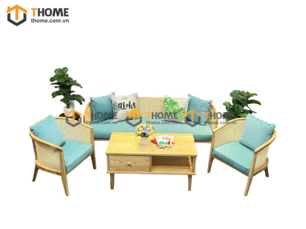 Bàn Ghế Cafe Sofa Harvey Gỗ Sồi Tự Nhiên BGCF-09SOFA