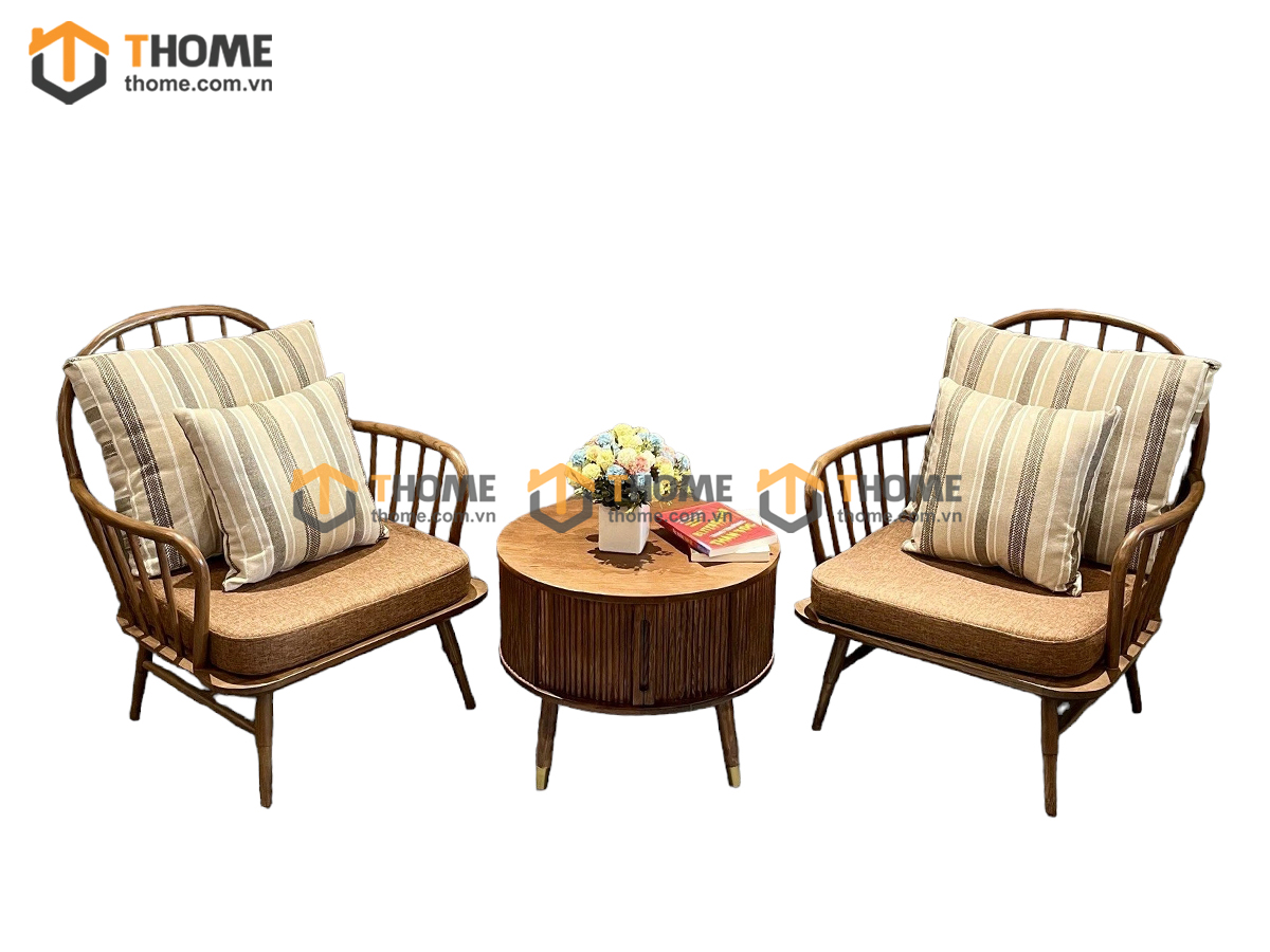 Bàn Ghế Cafe Sofa Jubille Gỗ Sồi Tự Nhiên BGCF-08SOFA