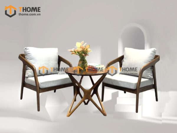 Bàn Ghế Cafe Sofa Katakana Gỗ Sồi Tự Nhiên BGCF-07SOFA