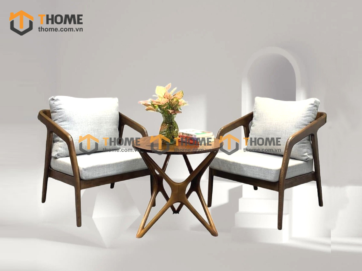 Bàn Ghế Cafe Sofa Katakana Gỗ Sồi Tự Nhiên BGCF-07SOFA