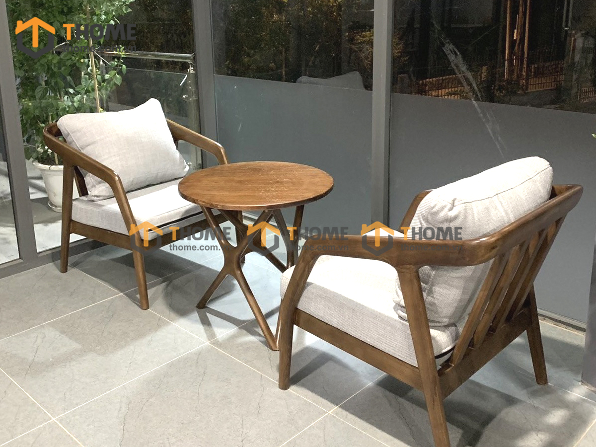 Bàn Ghế Cafe Sofa Katakana Gỗ Sồi Tự Nhiên BGCF-07SOFA