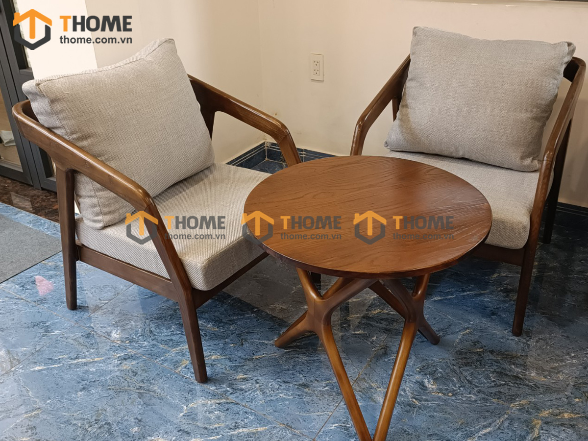 Bàn Ghế Cafe Sofa Katakana Gỗ Sồi Tự Nhiên BGCF-07SOFA