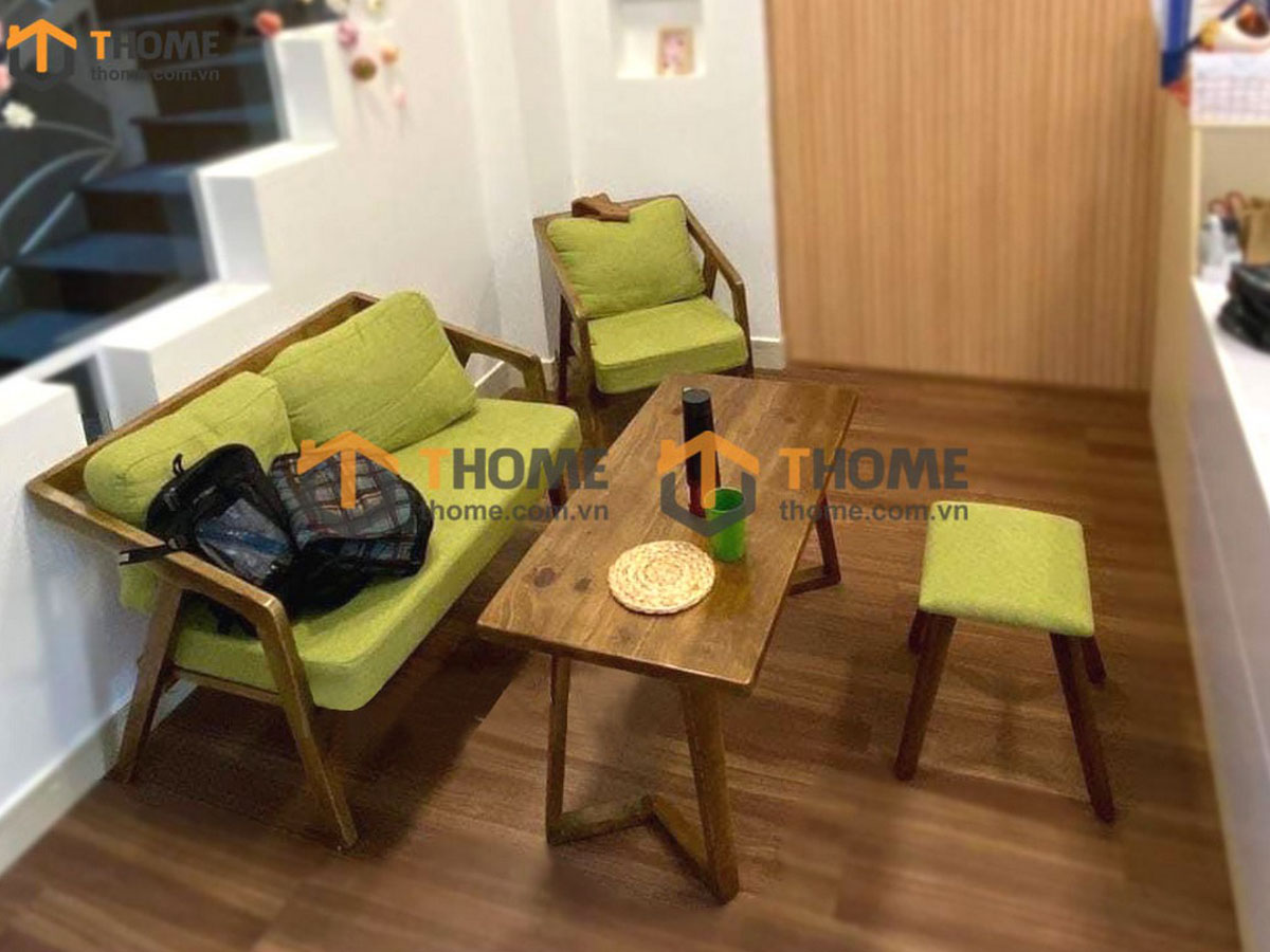 Bàn Ghế Cafe Sofa Katakana Gỗ Sồi Tự Nhiên BGCF-07SOFA