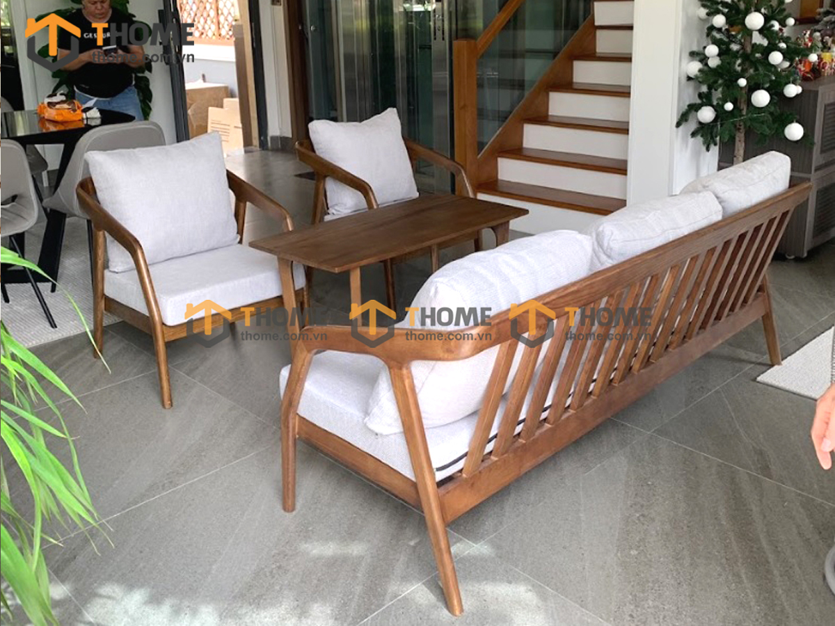 Bàn Ghế Cafe Sofa Katakana Gỗ Sồi Tự Nhiên BGCF-07SOFA